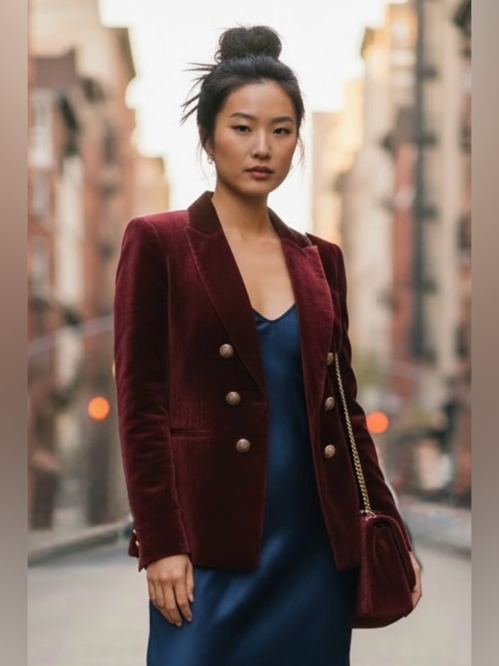Veronica Beard Burgundy Silk Velvet Double Breasted Blazer Size 8